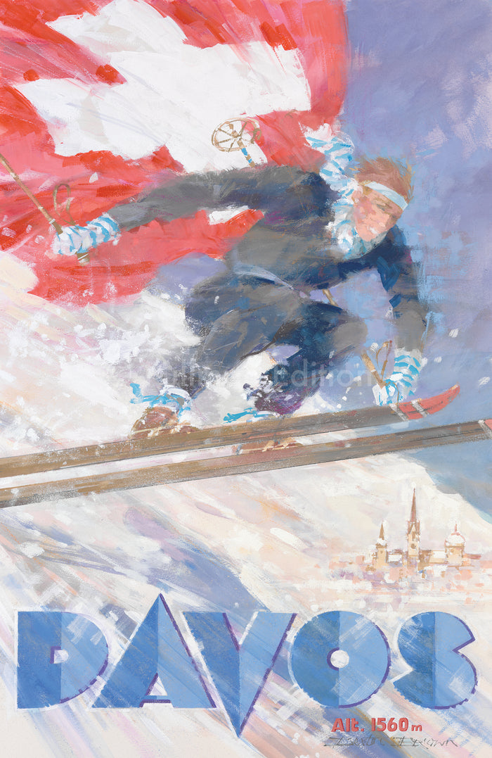 Davos: 'Skier with Flag' - Pullman Editions